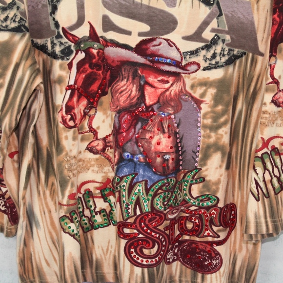 Wild West Story Embellished Cowgirl Western Tee - Picture 3 of 4
